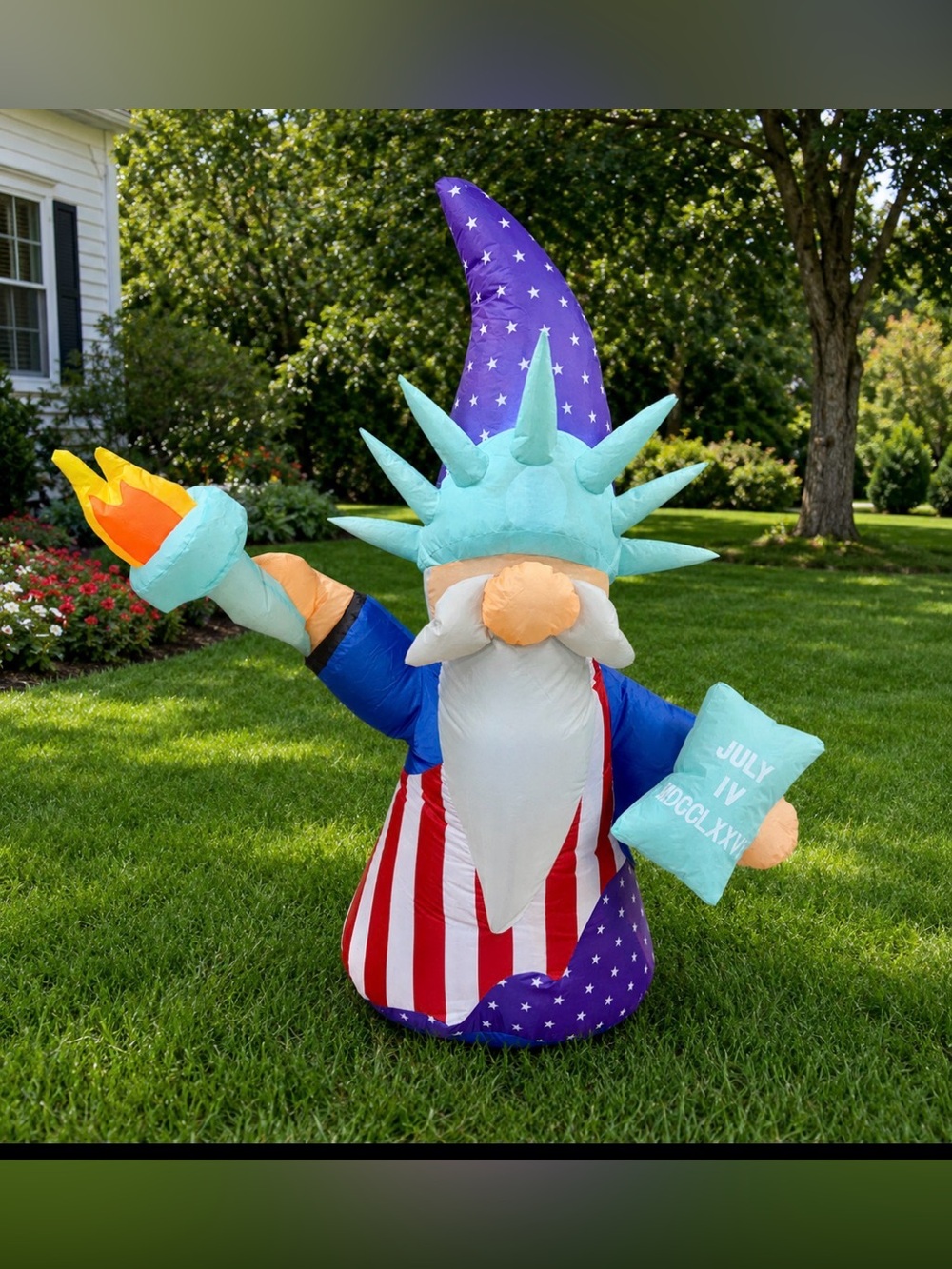 MICHAELS PATRIOTIC INDEPENDENCE DAY BLOW UP GNOME JULY 4th OUTDOOR/INDOOR DECOR